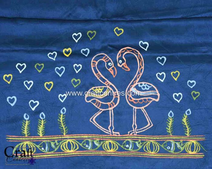 Flamingo design rogan painting blouse piece