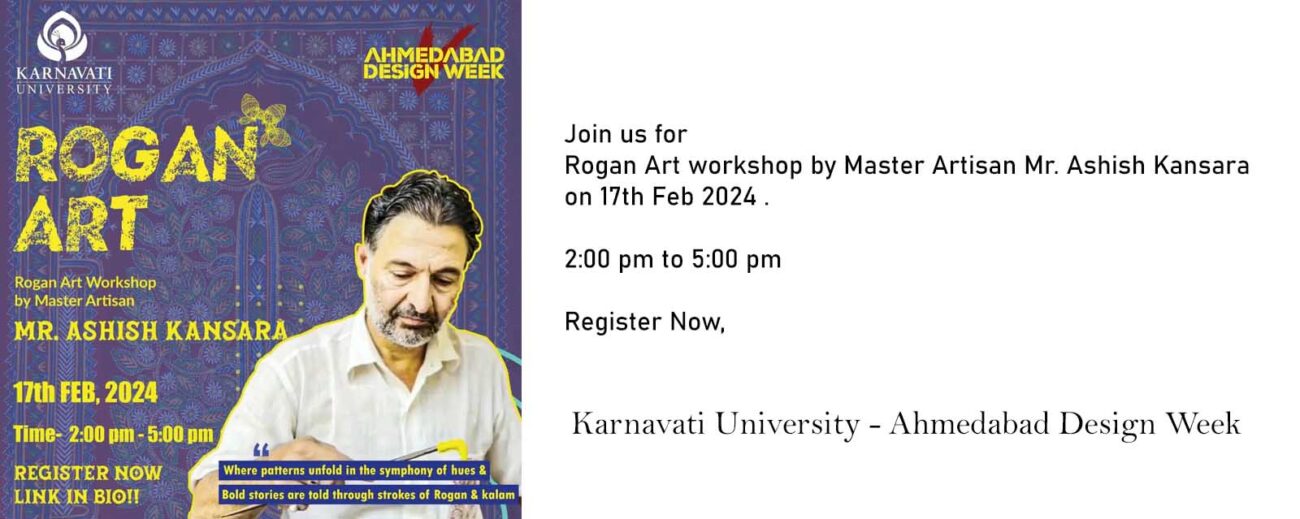 workshop of rogan art painting in ahmedabad design week Karnavati university