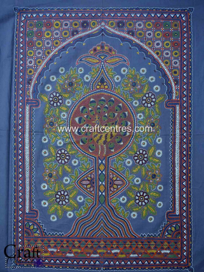 Peacock tree of life Rogan painting wall piece for home décor