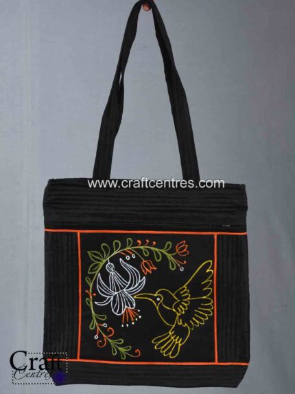 Kingfisher Rogan Art Shoulder Handbag For Women by Ashish Kansara from Madhapar bhuj Kutch Gujarat