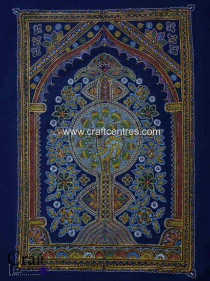 Blue Rogan Art Peacock Wall Hanging for home décor by Ashish Kansara from Madhapar