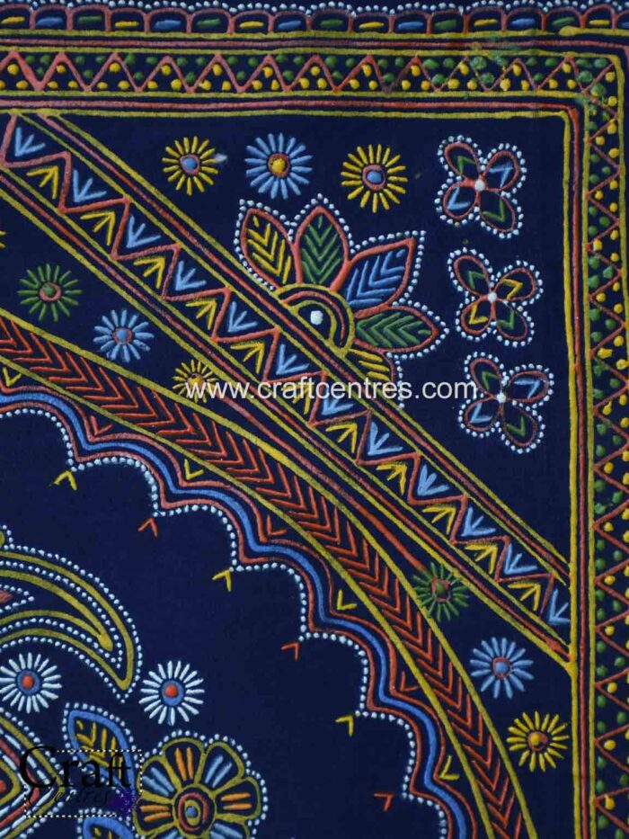 Blue Rogan painting Peacock Wall Hanging for home décor by Ashish Kansara from Madhapar