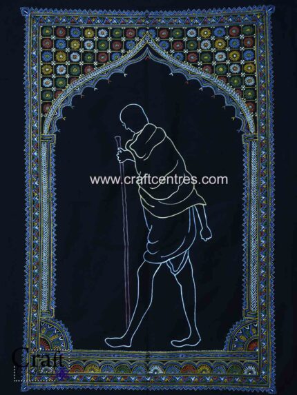 Mahatma Gandhi Rogan Art Wall Piece for home décor by Ashish Kansara from Madhapar, Kutch. Wall hanging