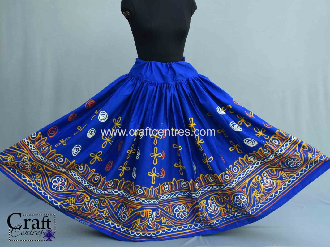 Multi Colour Rogan Art Painting Blue Lehenga