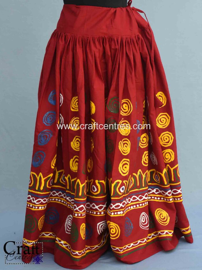 Kutch Rogan art Maroon Lehenga painted by Ashish Kansara