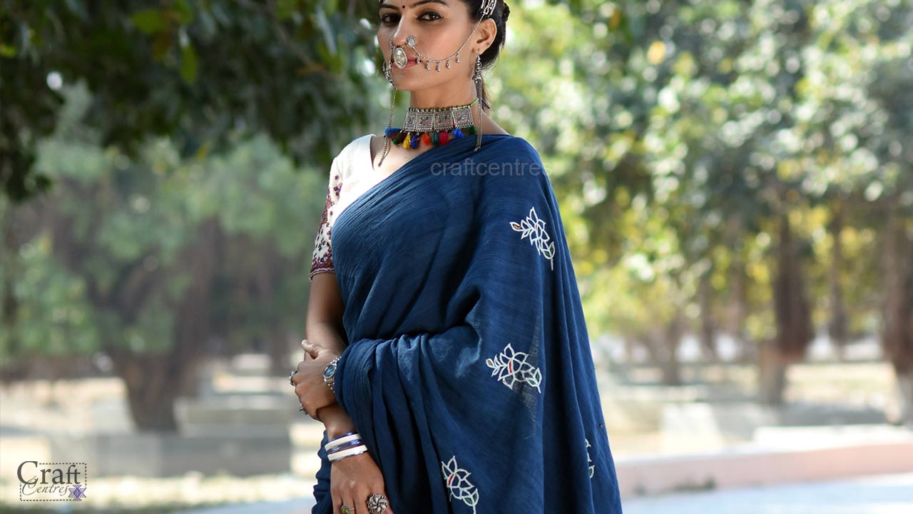 Bhujodi Indigo saree Kala Cotton