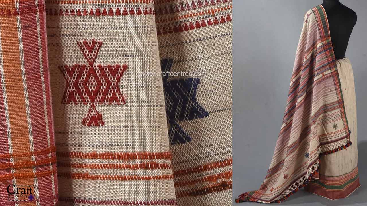 Tussar Silk Bhujodi Saree from Craftcentres.com Kutch