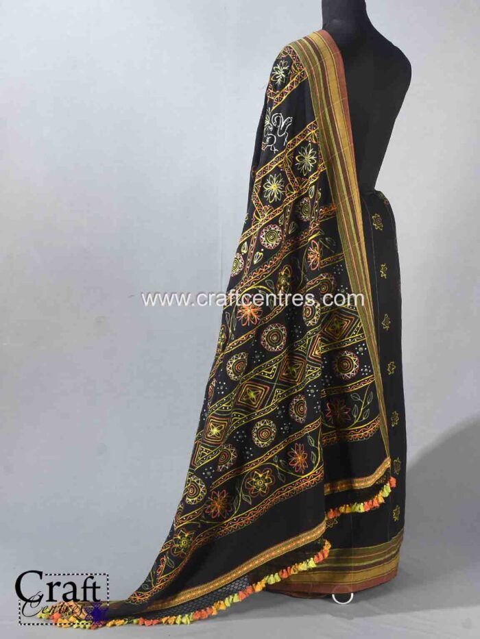 Authentic Rogan Painting Saree from Madhapar, Kutch