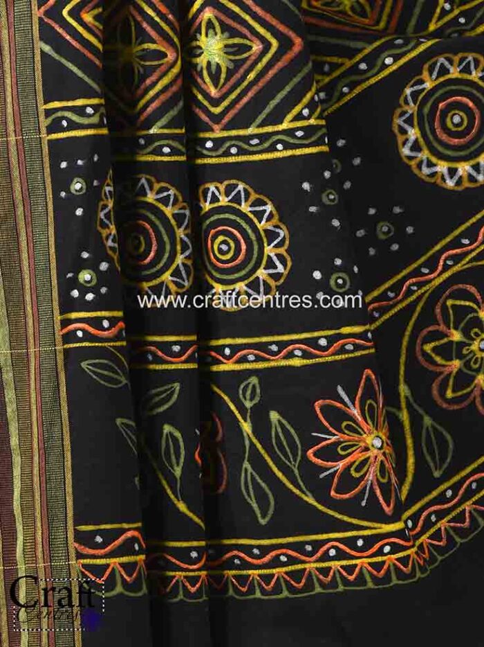 Kutch rogan painting bhujodi saree and blouse