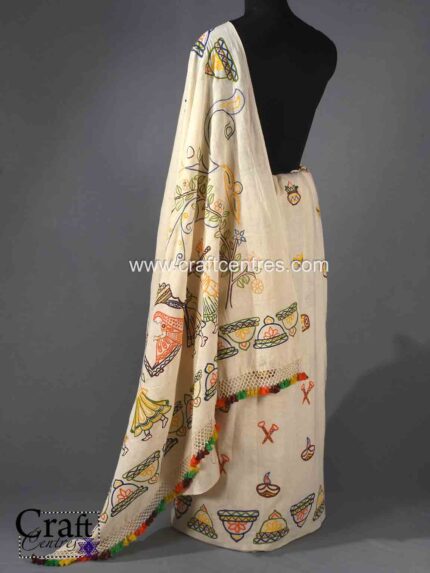 Bridal Rogan Art Saree — Hand-painted on Bhujodi Handloom
