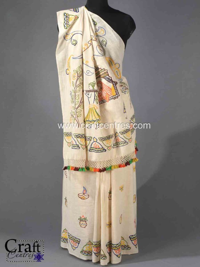 Traditional rogan art kutch work saree and blouse combo