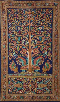 Historical Connection: "Comparison between 6th-century Buddhist wall paintings in Bamiyan caves and modern Rogan art, highlighting the shared history of oil painting.