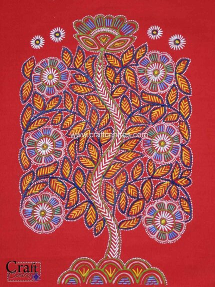 Peacock Rogan art painting on black cotton 7x11 inch