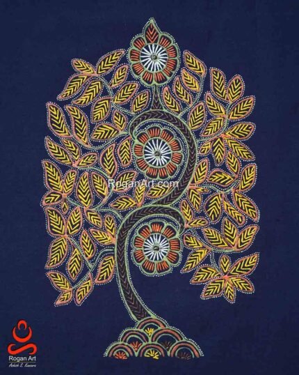 Rogan Painting Tree of Life Wall Piece – Authentic Kutchi Folk Art by Dr. Ashish Kansara